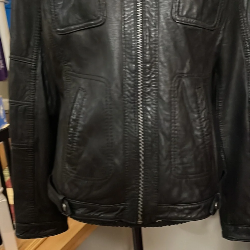 Michael Kors 100 % Leather Biker Jacket Size Medium. 19” p to p